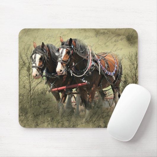 Vintage Weathered Clydesdale Briefkaart Muismat (Met muis)