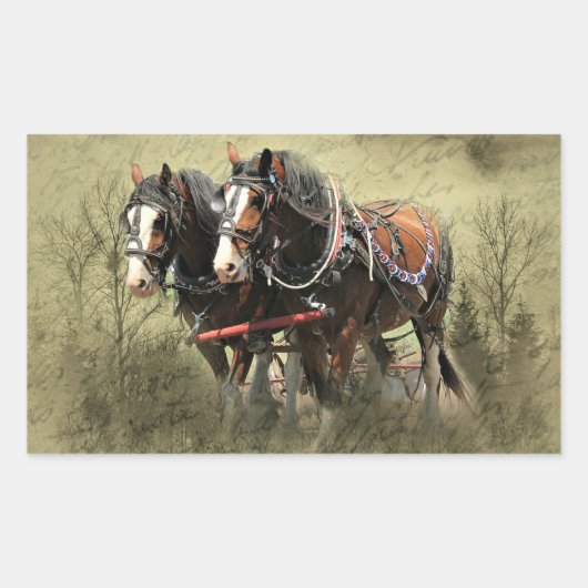 Vintage Weathered Clydesdale Briefkaart Rechthoekige Sticker (Voorkant)