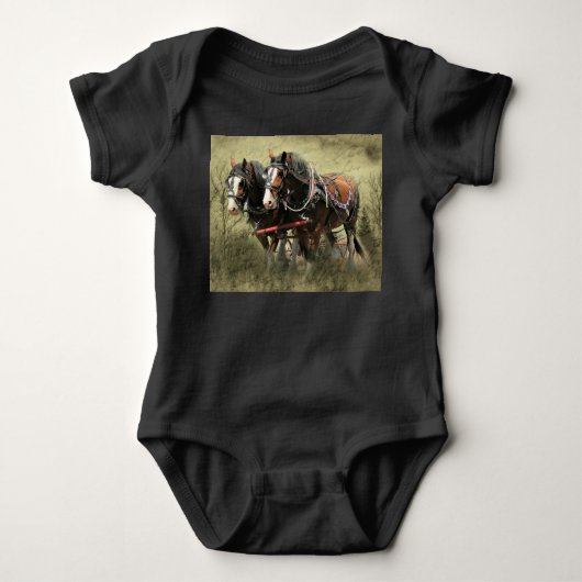 Vintage Weathered Clydesdale Briefkaart Romper (Voorkant)
