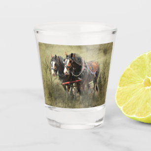 Vintage Weathered Clydesdale Briefkaart Shot Glas