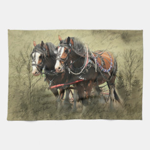 Vintage Weathered Clydesdale Briefkaart Theedoek