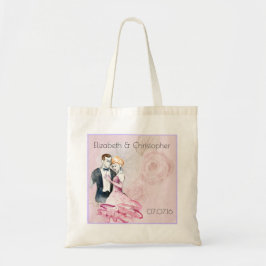 Vintage Weddenschap Paars met roze roze roze geper Tote Bag