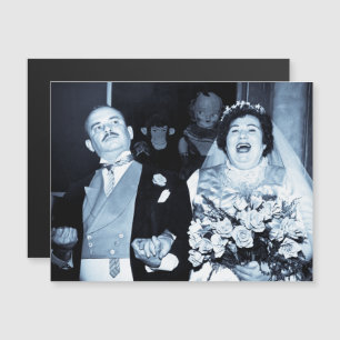 Vintage Wedding Afbeelding Happy Couple Funny Brid