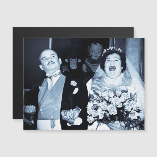 Vintage Wedding Afbeelding Happy Couple Funny Brid (Voorkant / Achterkant)