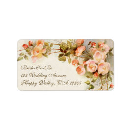 Vintage Wedding, Antiek roze bloemen bloemen Etiket