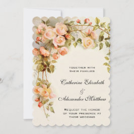 Vintage Wedding, Antiek roze bloemen bloemen Kaart