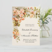 Vintage Wedding, Antiek roze bloemen bloemen Kaart (Staand voorkant)