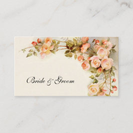Vintage Wedding, Antiek roze bloemen bloemen Visitekaartje