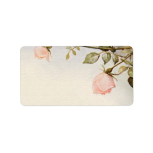 Vintage Wedding, Antiek roze Rose Garden Flowers Etiket