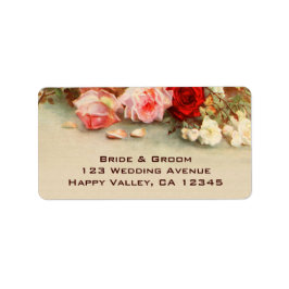 Vintage Wedding, Antiek Rozen bloemen Kunst Etiket