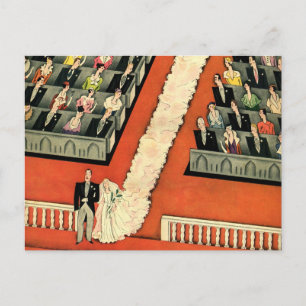 Vintage Wedding, Art Deco Bride en Groom Pas getro Briefkaart