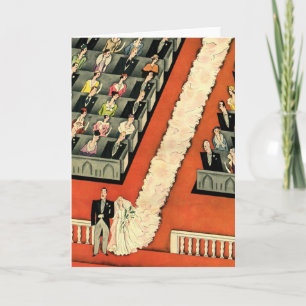 Vintage Wedding, Art Deco Bride en Groom Pas getro Kaart