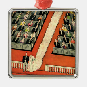 Vintage Wedding, Art Deco Bride en Groom Pas getro Metalen Ornament