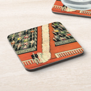 Vintage Wedding, Art Deco Bride en Groom Pas getro Onderzetter