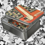 Vintage Wedding, Art Deco Bride en Groom Pas getro Puzzel<br><div class="desc">illustratie liefde en romance kunst deco ontwerp met een paar dat in een kerk trouwt met de gasten die voor de huwelijksceremonie zitten . Het man draagt een formele tuxedo en de vrouw draagt een traditionele witte jurk met een lange sluier die door het gangpad loopt. De bruidsjurk herinnert ons...</div>