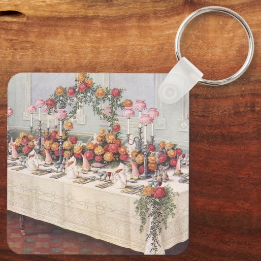 Vintage Wedding Banquet Table Sleutelhanger (Achterkant)