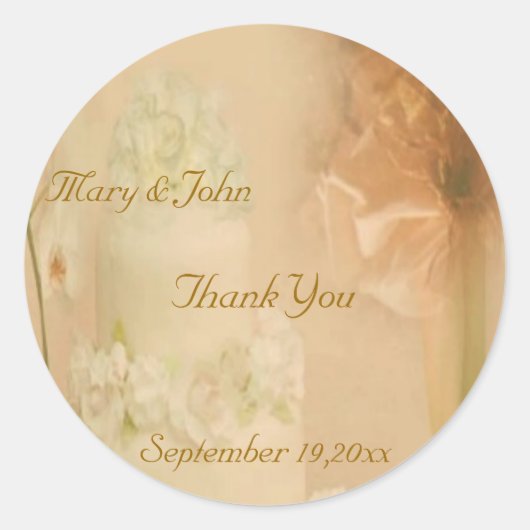 Vintage Wedding Bedankt Sticker (Voorkant)