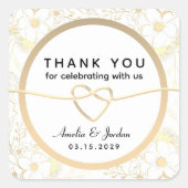 Vintage Wedding Bedankt Vierkante Sticker (Voorkant)
