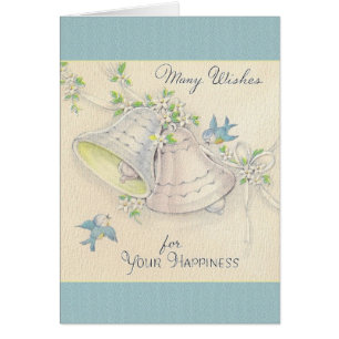 Vintage Wedding Bells en Blue Birds Wedding Card