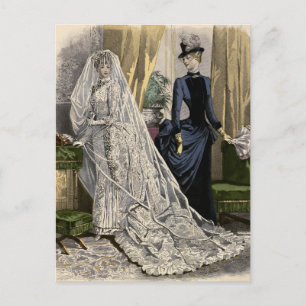 Vintage Wedding Bridal Portrait, Victoriaans Bride Briefkaart