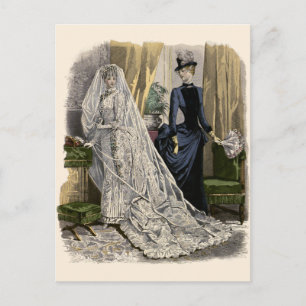 Vintage Wedding Bridal Portrait, Victoriaans Bride Briefkaart