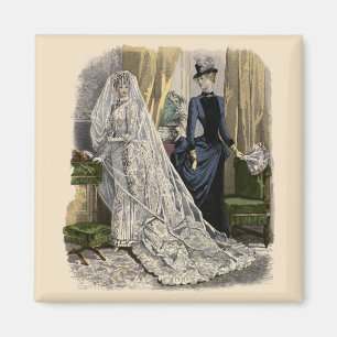 Vintage Wedding Bridal Portrait, Victoriaans Bride Magneet