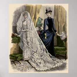 Vintage Wedding Bridal Portrait, Victoriaans Bride Poster