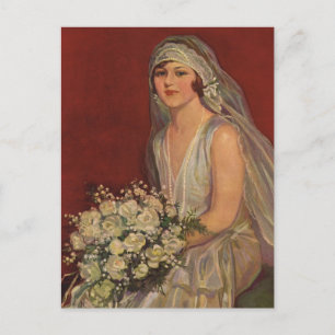 Vintage Wedding, Bridal Portret sparen de Datum Aankondigingskaart