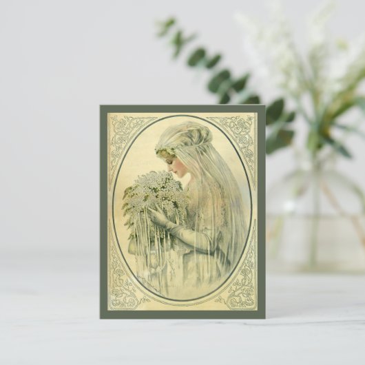 Vintage Wedding Bridal Portret Uitnodiging (Staand voorkant)