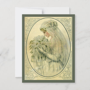 Vintage Wedding Bridal Portret Uitnodiging
