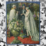 Vintage Wedding, Bride and Groom with Menorah Legpuzzel<br><div class="desc">Vintage illustration love and romance wedding ceremony image featuring a couple getting married in a beautiful synagogue with stained glass windows,  flowers and a seven branch menorah. The bride is wearing a long white wedding gown and the groom is handsome in his tuxedo.</div>
