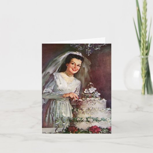 Vintage Wedding, Bride die de bruiloft pakt Bedankkaart (Voorkant)