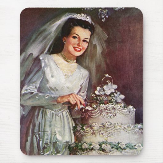 Vintage Wedding, Bride die de bruiloft pakt Muismat (Voorkant)