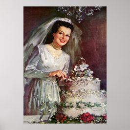 Vintage Wedding, Bride die de bruiloft pakt Poster