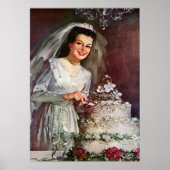 Vintage Wedding, Bride die de bruiloft pakt Poster (Voorkant)