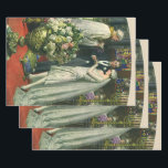 Vintage Wedding, Bride en Groom met Menorah Inpakpapier Vel<br><div class="desc">Vintage illustratie liefde en romance bruiloft ceremonie afbeelding met een paar dat getrouwd is in een mooie synagoge met gekleurde glazen ramen,  bloemen en een zeven tak menorah. De bruid draagt een lange witte trouwjurk en de bruidegom is knap in zijn tuxedo.</div>
