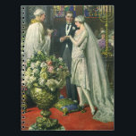 Vintage Wedding, Bride en Groom met Menorah Notitieboek<br><div class="desc">Vintage illustratie liefde en romance bruiloft ceremonie afbeelding met een paar dat getrouwd is in een mooie synagoge met gekleurde glazen ramen,  bloemen en een zeven tak menorah. De bruid draagt een lange witte trouwjurk en de bruidegom is knap in zijn tuxedo.</div>