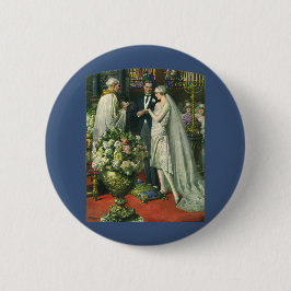 Vintage Wedding, Bride en Groom met Menorah Ronde Button 5,7 Cm
