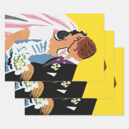 Vintage Wedding, Bride en Groom Passen getrouwd zo Inpakpapier Vel