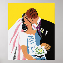 Vintage Wedding, Bride en Groom Passen getrouwd zo Poster