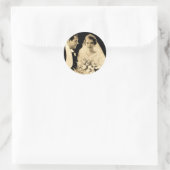 Vintage Wedding Bride en Groom Ronde Sticker (Tas)