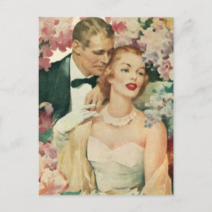 Vintage Wedding, Bride en Groom sparen de Datum Aankondigingskaart