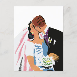 Vintage Wedding, Bride en Groom sparen de Datum Aankondigingskaart