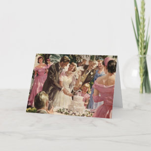 Vintage Wedding Bride Groom Passen getrouwd knippe Kaart