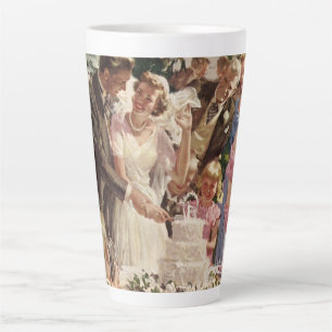 Vintage Wedding Bride Groom Passen getrouwd knippe Latte Mok