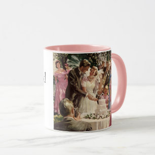 Vintage Wedding Bride Groom Passen getrouwd knippe Mok