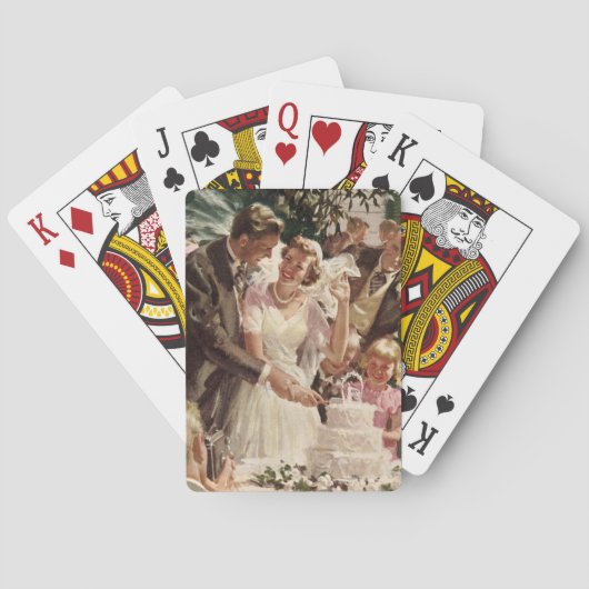 Vintage Wedding Bride Groom Passen getrouwd knippe Pokerkaarten (Achterkant)