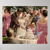 Vintage Wedding Bride Groom Passen getrouwd knippe Poster (Voorkant)