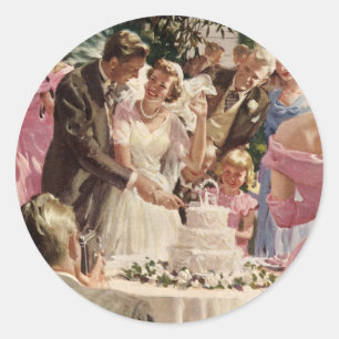 Vintage Wedding Bride Groom Passen getrouwd knippe Ronde Sticker