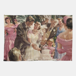 Vintage Wedding Bride Groom Passen getrouwd knippe Theedoek